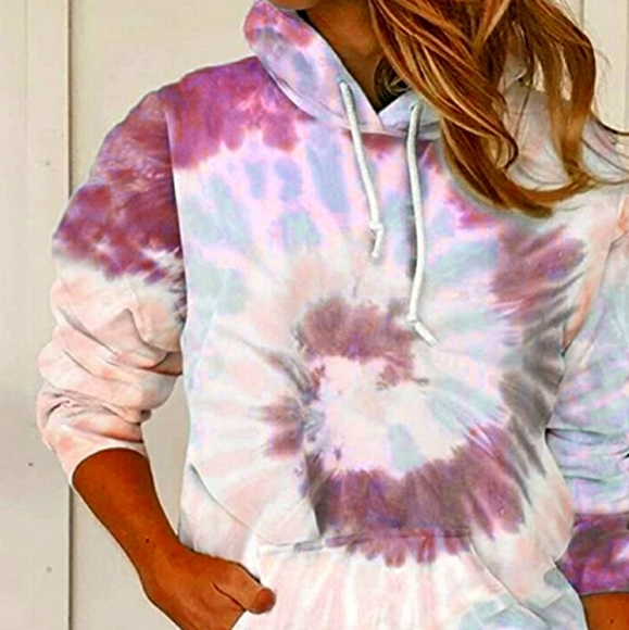 Tie Dye Hooded Long‎ Sleeve Top - Picture 1 of 3